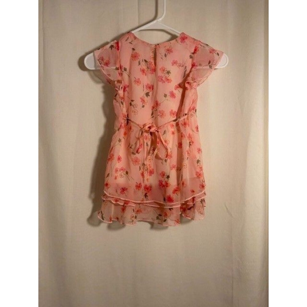 Simply Basic Pink Floral Ruffle Hem Dress Girls 10/12